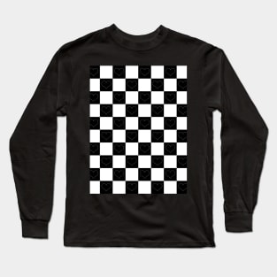 Checkerboard Hearts in Black and White Long Sleeve T-Shirt